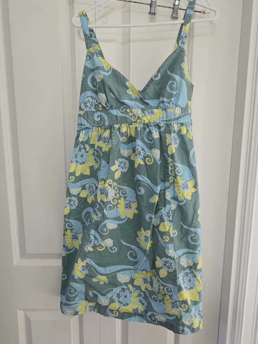 Joe Fresh Floral V-Neck Sundress in Teal and Yellow
